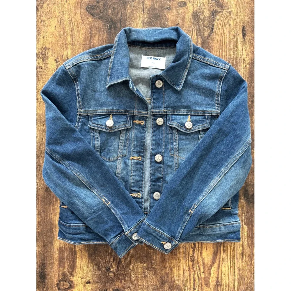 Old Navy Girls Medium Wash Denim Trucker Jacket Size M 8 Blue Jean Jacket